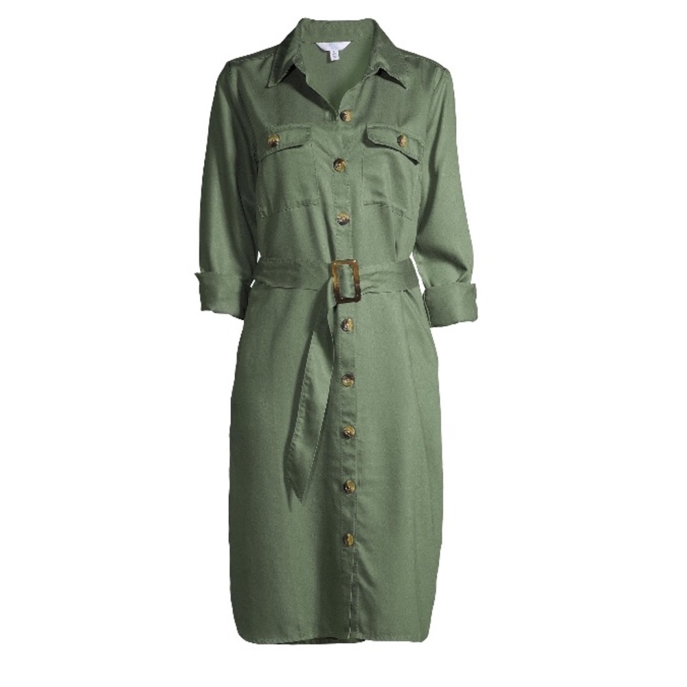 Green Utility Shirt Dress with belt